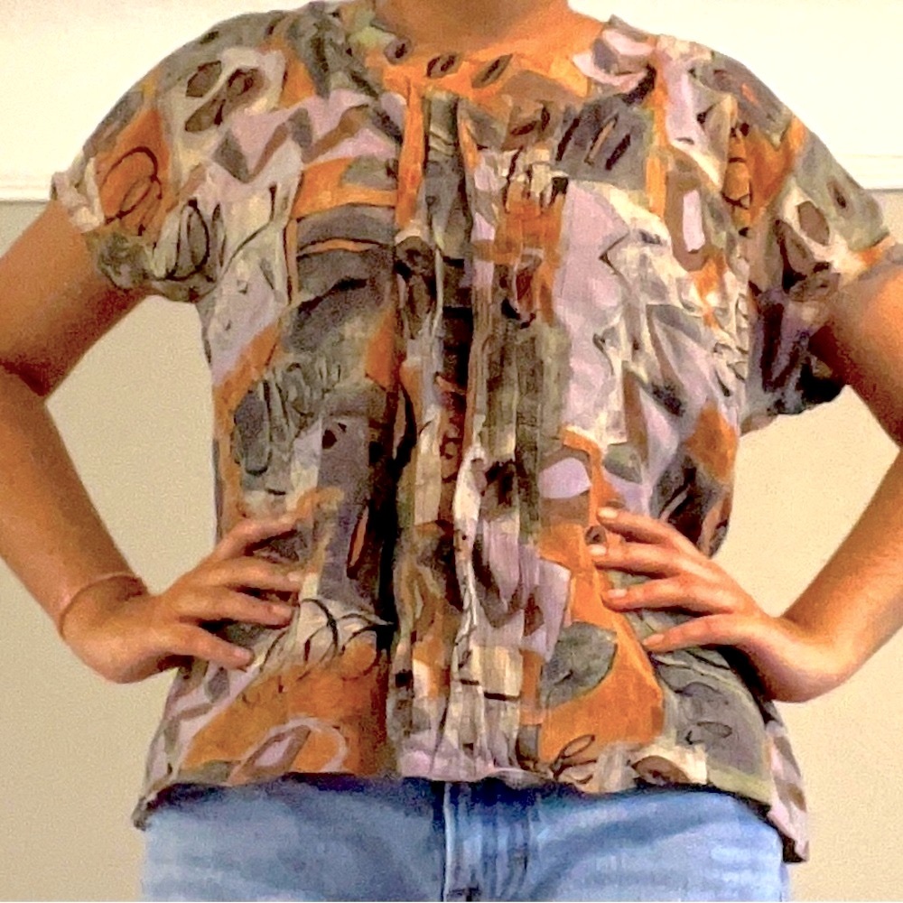 Size 42 (Small) European Bohemian Abstract Print Women's Top Unbranded